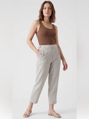 ATHLETA Voyager Linen Pant Light Cream Crop Ankle Size 4 Cottagecore Coastal